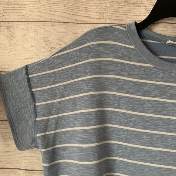 First Love by Lovelyn Blue and White Striped Shirt Short Sleeve Size Medium - Picture 4 of 15